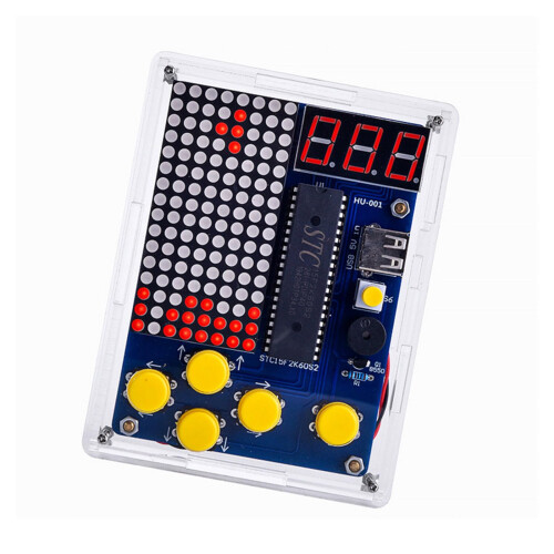 DIY Electronics Kit 51 Microcontroller Game Console with Acrylic Case Retro Games Soldering Set