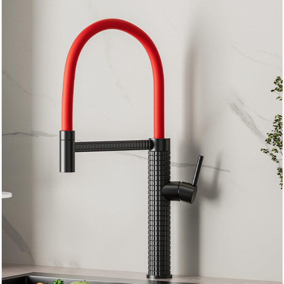 Black Kitchen Faucet 360 Swivel Spout Durable Copper Hot And Cold Watersaving Design 9455672221726