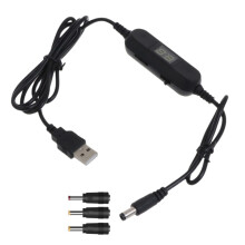 USB Adjustable Power Cable 5V to 12V with LED Display, MultiTip Step Up Down Converter 130cm