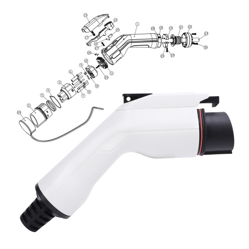 EV Charger Adapter 32A Level 2 IP54 White, High Performance Connector 2