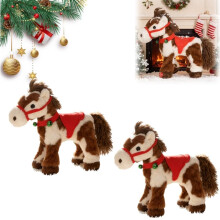 Electric Walking Plush Horse with Sound and Realistic Motion, Christmas Pony Toy Set 2PCS