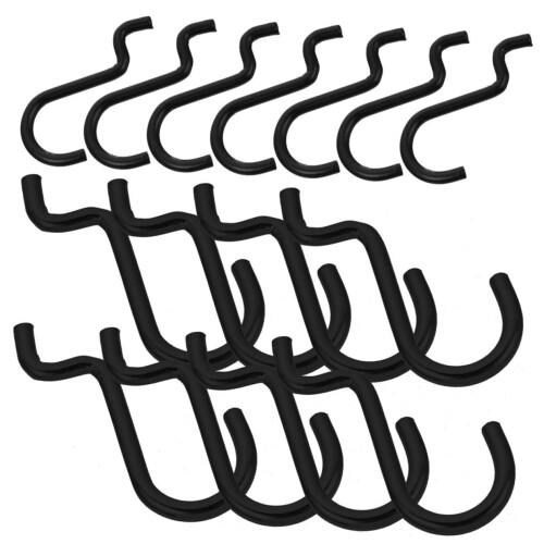 24 Pack Heavy Duty Black Pegboard Hooks for Garage Organization and Easy Tool Access
