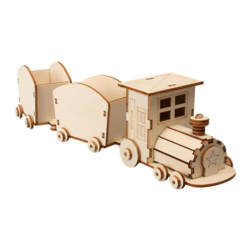 DIY Wooden Train Model Kit for Kids, HandsOn STEM Learning Craft, Durable Cargo Train Set