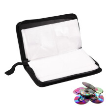 CD Case Holder 80 Disc PU Leather DVD Storage Binder with Zipper for Car Home Travel Black