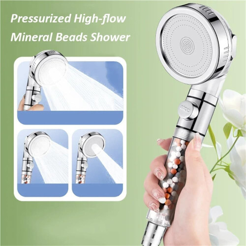 Filtered  Pressure Shower Head with On/Off Switch, 3 Spray Modes, Hose and Bracket 2