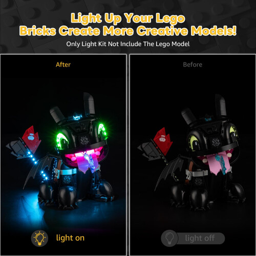 LED Light Kit for  How to Train Your Dragon Toothless 10375, Enhanced Display Lighting, USB or Battery Powered 2