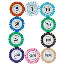 100 Pcs Clay & Iron Poker Chips Set | 40mm, 13.5g, 6 Face Values
