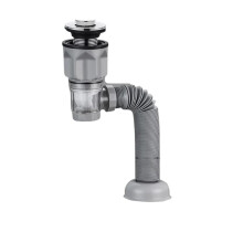 Flexible AntiOdor Sink Drain Pipe with Deodorizing Filter for Bathroom, Gray, Universal Fit