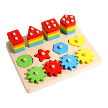 Wooden Sorting Stacking Toy 3 in 1 Montessori Shape and Color Puzzle for Toddlers 13 Years