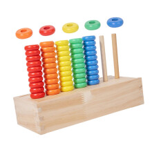 Wooden Stacking and Color Sorting Toy for Kids, Rainbow Blocks Montessori Learning Game