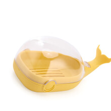 Cute Whale Shape Waterproof Soap Box with Flip Lid, Yellow, PP, 100g