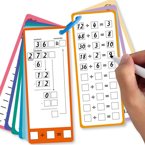 Math Flash Cards with Reusable Erasable Surface, Colorful Categories, Compact for Kids Learning 1
