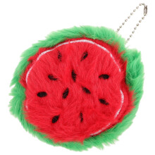 Cute Plush Watermelon Coin Purse with Keychain Clip for Backpack Charm Lightweight Wallet