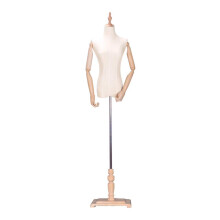 Female Clothing Display Mannequin with Arms, Half Body Dress Form, Solid Wood Base for Store