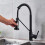 Black Pull Down Kitchen Faucet with Sprayer, Single Handle Deck Mount for Farmhouse or Bar Sink 1