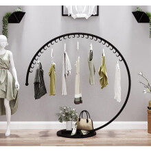 Round Clothes Rack Heavy Duty Garment Stand 360 Display for Fashion Store or Bedroom Black M