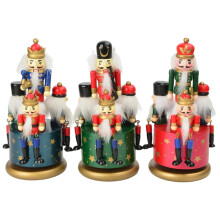 Nutcracker Music Box Wooden Soldier with Festive Christmas Melody and Elegant Green Finish