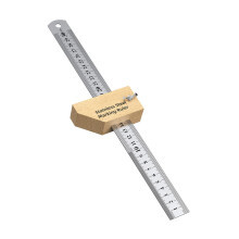 Woodworking Measuring Tool with Adjustable Stop and Dual Unit Scale Stainless Steel Carpenter Ruler