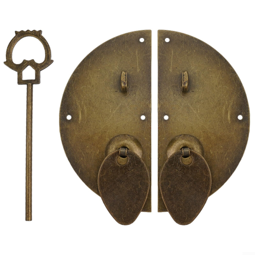 Retro Door Lock Handle With Bolts, Vintage Bronze Cabinet Latch For Chinese Style Wardrobes 9092120741681