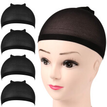 Wig Cap Nylon for Women Black Stocking 4pcs Elastic Breathable UltraThin Comfortable Fit