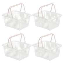 PATIKIL 4PCS Mini Shopping Basket, Small Plastic Basket Mini Storage Basket Grocery Tiny with Handles Organizer Filtered Water for Organizing Toys
