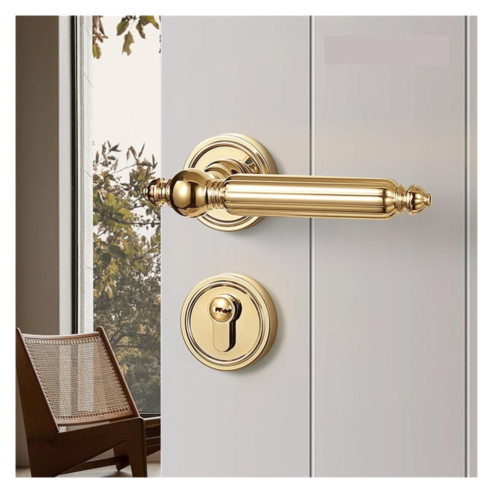Bedroom Door Lock With Silent Magnetic Golden Finish And Ergonomic Handle For Wooden Interior Doors 9092120742503