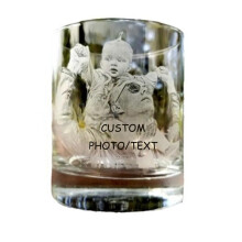 Whiskey Glass with Custom Photo Engraving, Engraved Wine Glass Gift for Father's Day