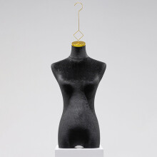 Female Hanging Mannequin Dress Form Torso with Velour Cover and Metal Hook for SpaceSaving Display