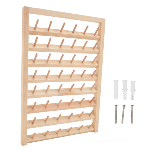 Wooden Thread Holder 48 Spool Wall Mounted Sewing and Embroidery Thread Organizer