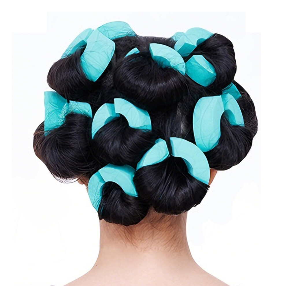 Heatless Hair Curlers Soft Foam Rollers for Overnight Natural Waves Reusable Gentle Styling Teal 6pcs