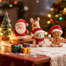 (Christmas, 4pcs) Collezione feltro natale amici, 2025, ornamenti lana, regalo