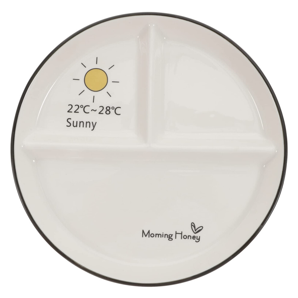 Ceramic Divided Plate for Kids with AntiSkid Bottom, Microwave and Dishwasher Safe Design