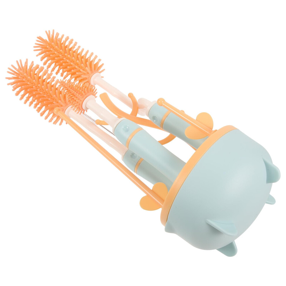 Bottle Cleaning Brush Set With Straw And Nipple Cleaners, Long Handle Deep Reach Baby Bottle Cleaning Kit, Blue