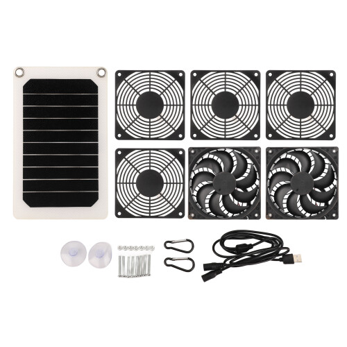 Solpanelventilatorsæt med 2 ventilatorer, 5W, 6V