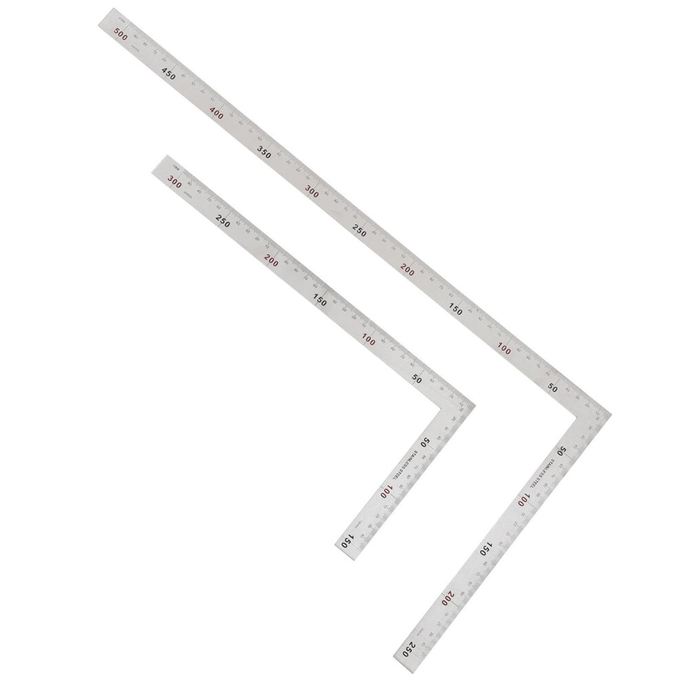 2 Pcs L Square Stainless Steel Ruler Accurate Right Angle Clear Scale For Woodworking And Drafting 9092120752007