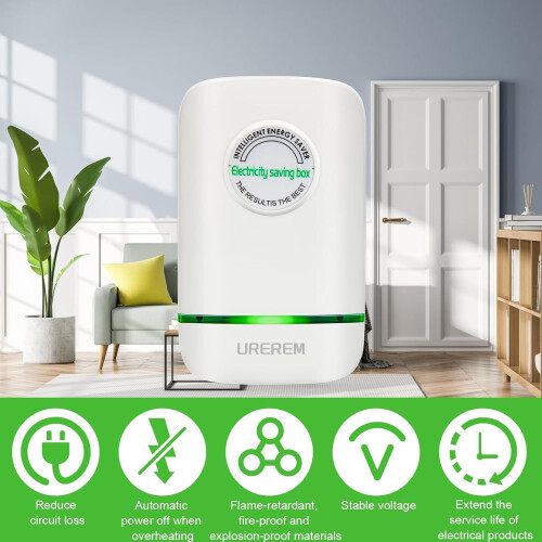 Energy Saving Device with Voltage Stabilization and Surge Protection, US Plug 30KW White 2 Pack 1