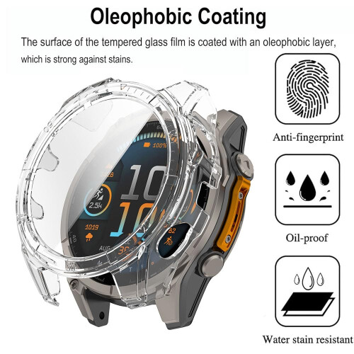 Transparent Scratchproof Case with Screen Protector and Shockproof Bumper for Garmin Tactix 8 Solar 51mm 1