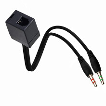 RJ9 to 3.5mm Headset Adapter Dual Audio Output Plug and Play Telephone Jack Converter 35cm