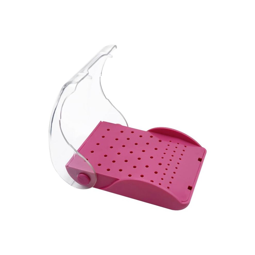 60 Hole Dental Bur Block With Transparent Cover, Autoclavable Bur Holder Organizer Pink 9174973839002
