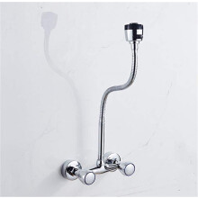 Kitchen Sink Mixer Tap Wall Mounted Chrome Single Handle 360 Degree Swivel RustResistant Finish