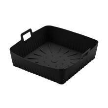 Silicone Air Fryer Liners 23cm Square Reusable Baking Tray Fits 68QT Easy Clean Black