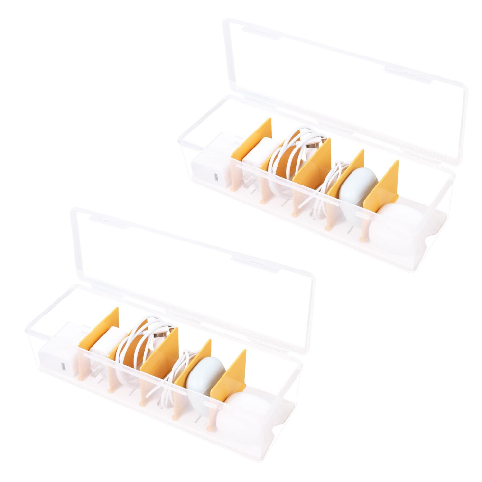Cable Management Box With Lid And Dividers, Cord Organizer For Power Strip And Chargers, 2 Pack 9113335916814