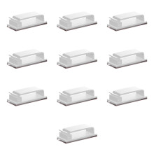 Pack of 10 Cable Clips with Adhesive Base, White Cord Organizer for Home and Office Use