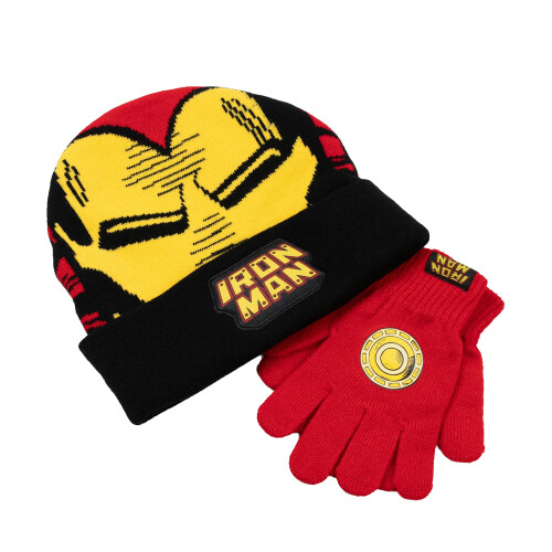 Iron Man Boys Logo Beanie & Gloves Set 2