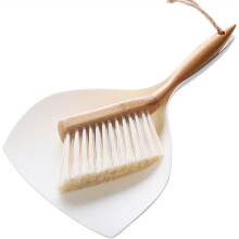 Mini Broom and Dustpan Set with Ergonomic Bamboo Handle, Soft Bristles for Easy Indoor Outdoor Cleaning (Blue)