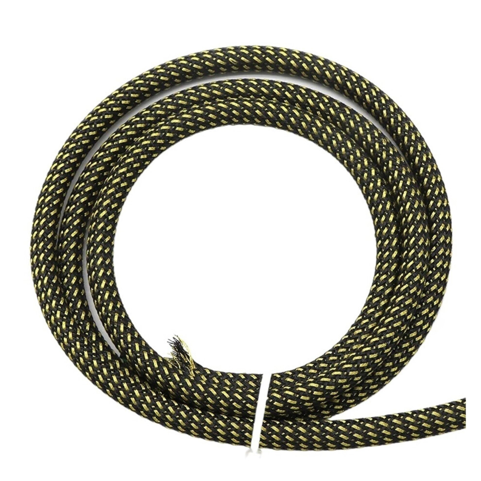 Black Gold Braided Cable Sleeve 4Mm 2M Density Wire Wrap Sheath For Electric Cables 9169991902937