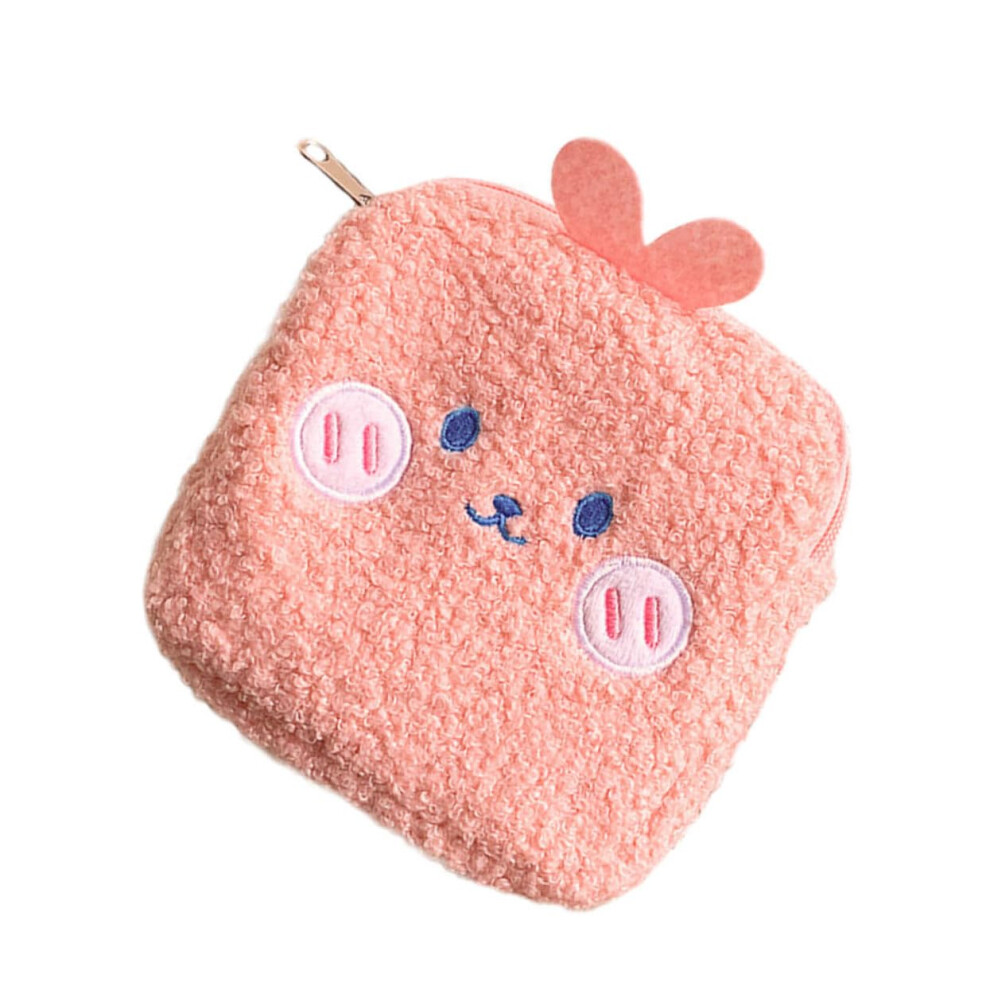Sanitary Pad Pouch with Soft Plush Exterior, Discreet Period Storage Bag for Travel and Daily Use