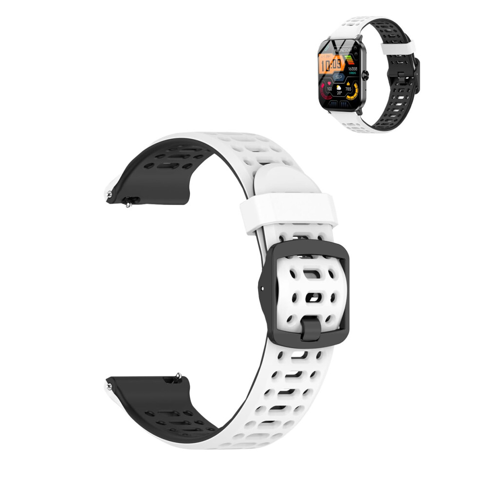 Smartwatch Band For Jacoosa L70, Sport Breathable Silicone Strap With Quick Release, Black White White,Black 9169991900957