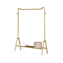 Heavy Duty Gold Metal Clothes Rack with Shelf, Freestanding Garment Display Stand 125x150cm