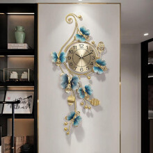 Large Metal Wall Clock 35 Inch Silent Quartz Movement Gold Ginkgo Leaf Handmade for Living Room